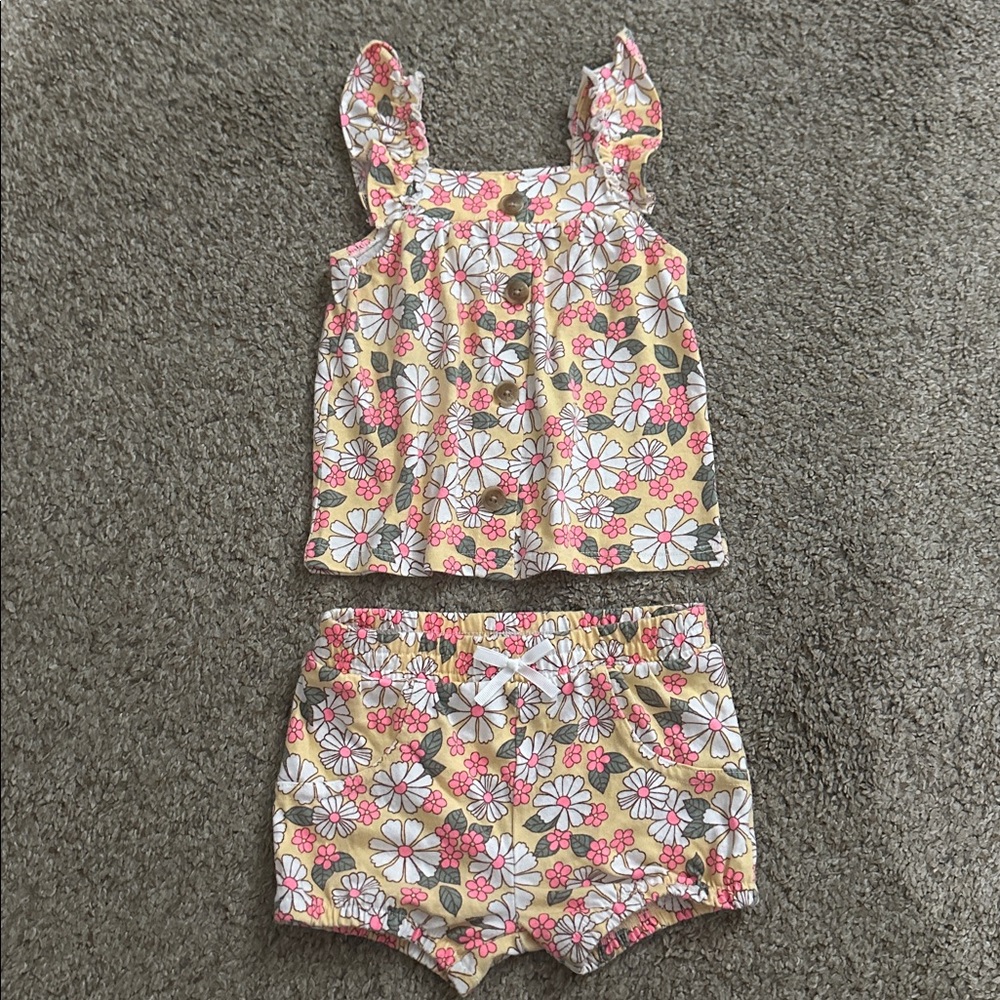 Little Lass Pink and Yellow Floral Kids Set